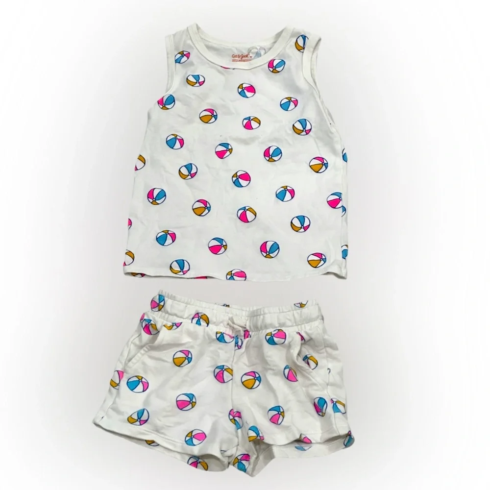 Cat & Jack Kids Tank Top and Shorts Set Beach Ball Print Size 4T